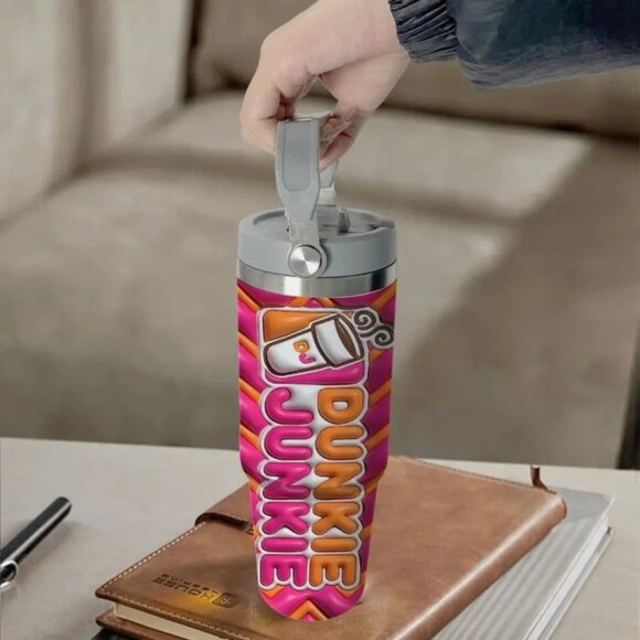 Dunkie Junkie Large 30oz Hot/Cold Travel Tumbler for Dunkin' Donuts Coffee Lover - Picture 8 of 8